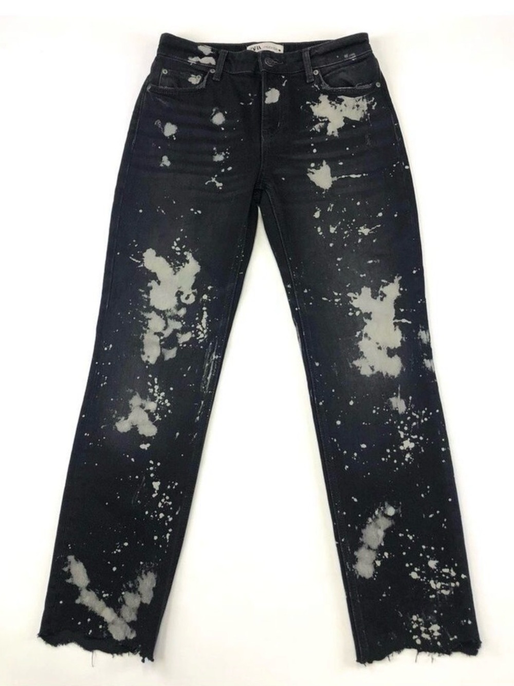 Zara black acid wash raw hem jeans Size 4
